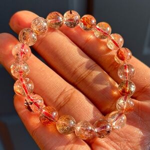 High Quality Red Rutilated Quartz Crystal Bracelet 9-10mm